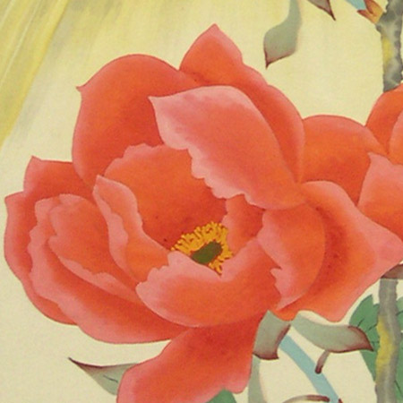 楽天市場】掛け軸 寒牡丹 (岡本珠洸) 送料無料 【掛軸】【一間床・半間