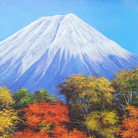 油絵絵画(秋の富士さん)
