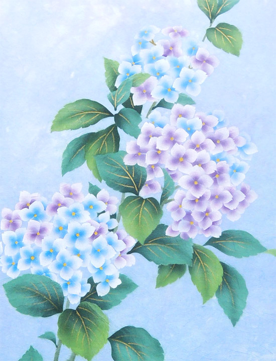 楽天市場】掛け軸 紫陽花 （南川康夫） （掛軸小物なし） 送料無料