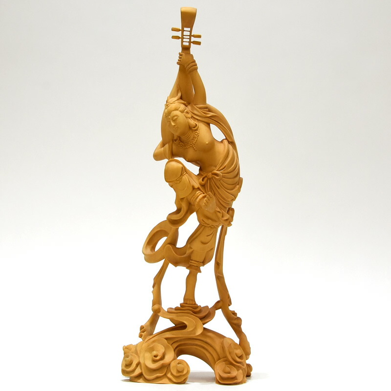 楽天市場】木彫り仏像 【柘植飛天（天女）】 一本彫り 総高34cm : 海宇