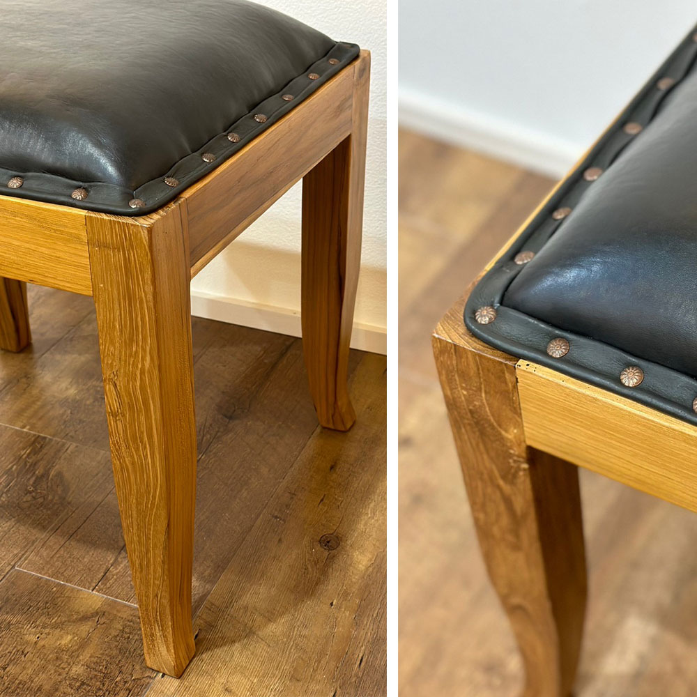 訳あり】バリ島チーク×レザースツール 座面高実質43cm 通常27,500円が