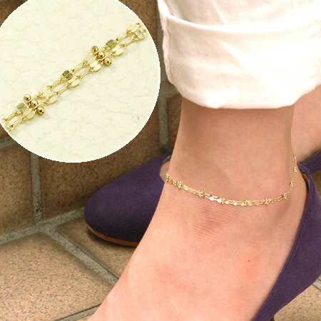 アンクレット 2連 k18イエローゴールドk18ホワイトゴールド k18