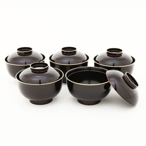 楽天市場】送料無料 雑煮椀 蓋付き 5客セット 溜渕金雑煮椀揃 日本製