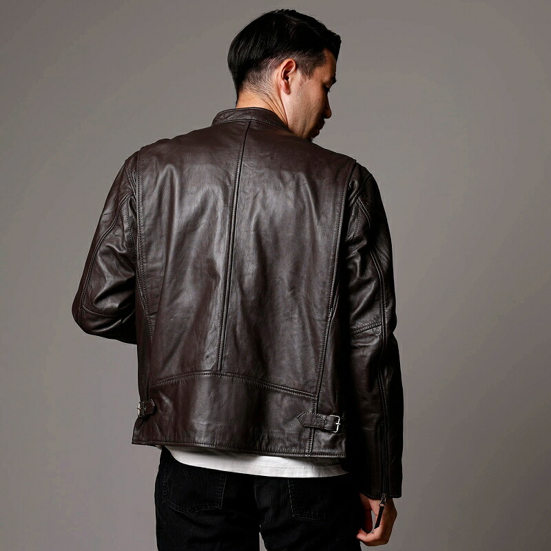 楽天市場】レザージャケット メンズ 本革 ブラウン 茶色 シングル