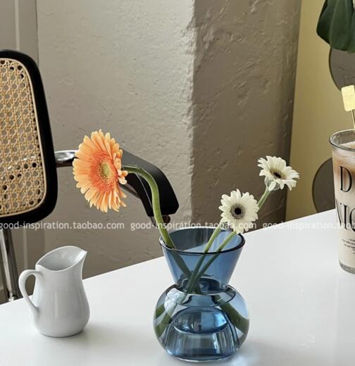 美品】陶器製花瓶 金彩鳥花模様 ダークブルー アンティーク調