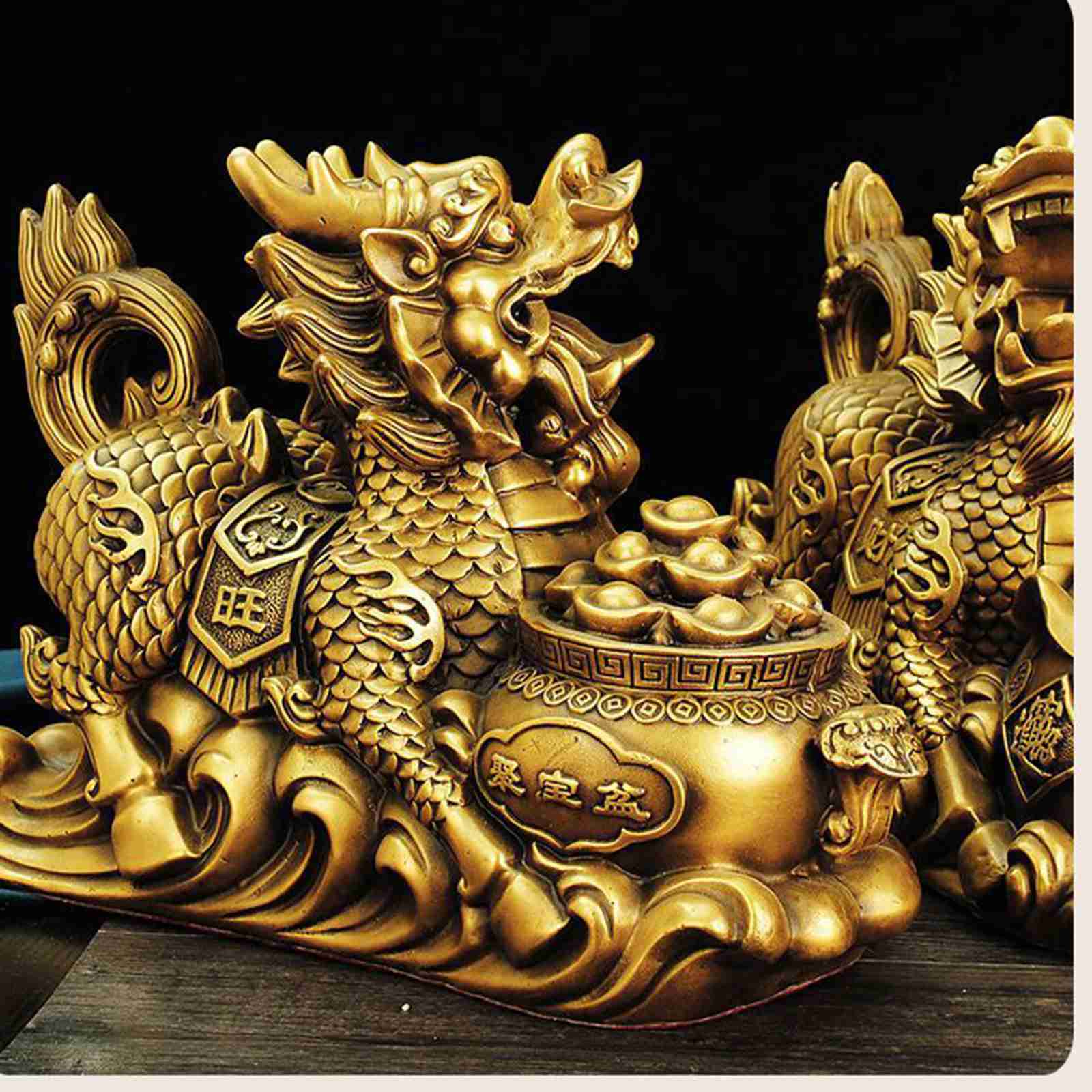 銅器 麒麟聚宝盆 家内 応接間 事務室 卓上 装飾品 開運 風水 工芸品