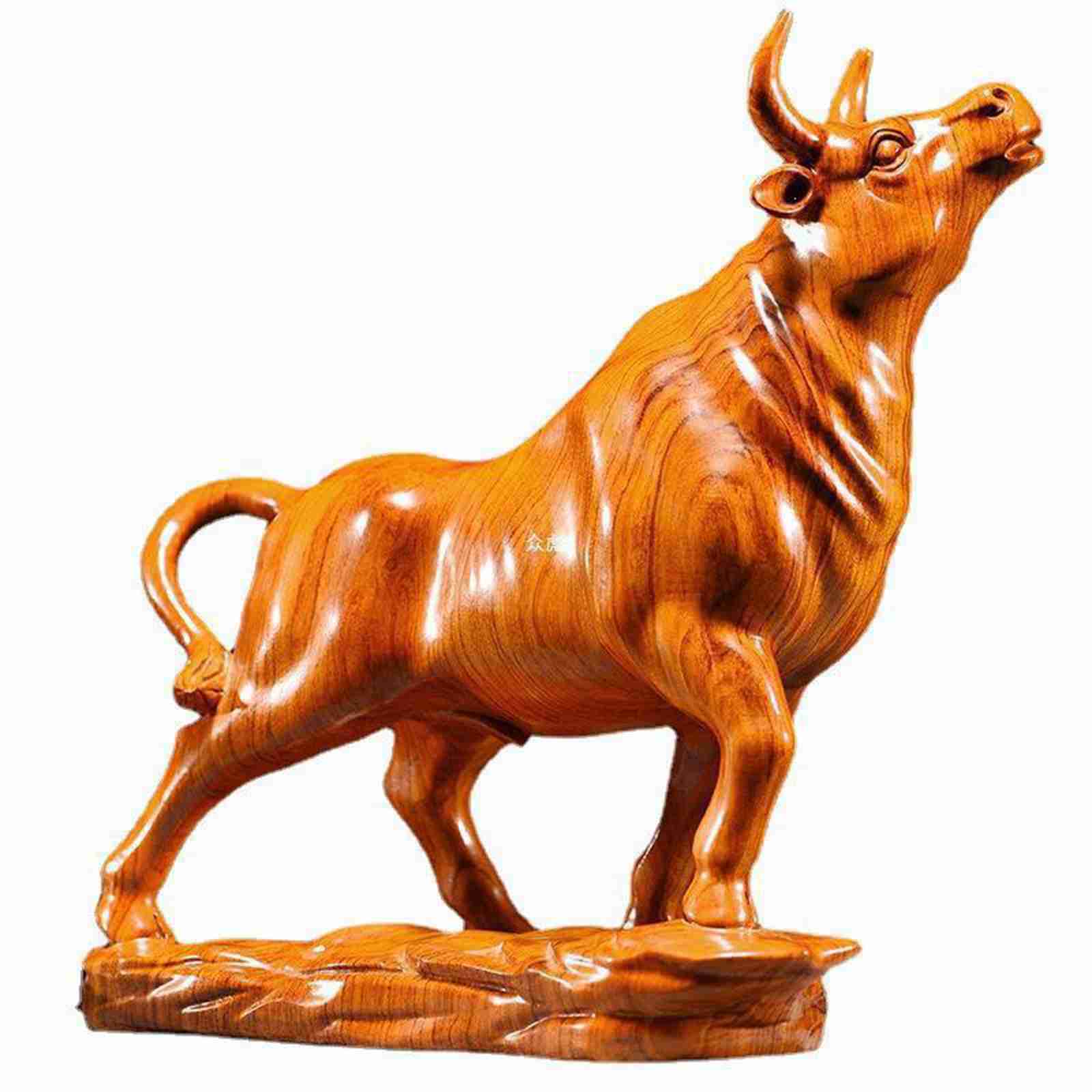 楽天市場】置き物 牛飾り 25cm 20cm 牛の置物 天然木 工芸品 開運