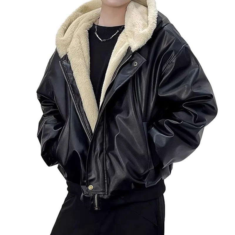 楽天市場】-1 レザージャケット フード付き メンズ 両面着