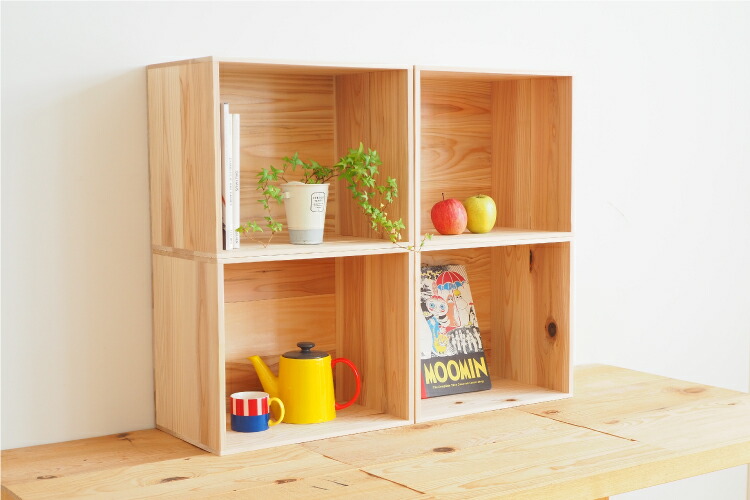 持ち手無しりんご箱》4箱1セット 棚 木製 収納 木箱 インテリア 本棚