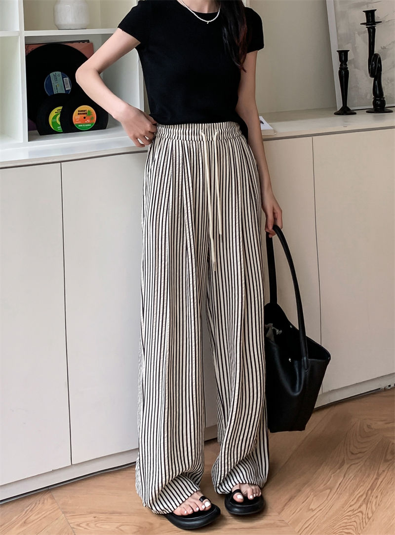 楽天市場】ワイドパンツ レディース ガウチョパンツ ストライプパンツ