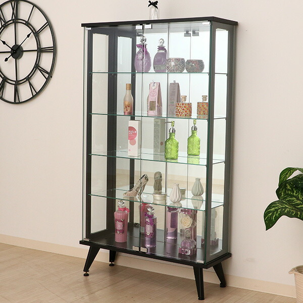 楽天市場】収納家具 ガラスディスプレイラック 5段 脚付き ハイタイプ