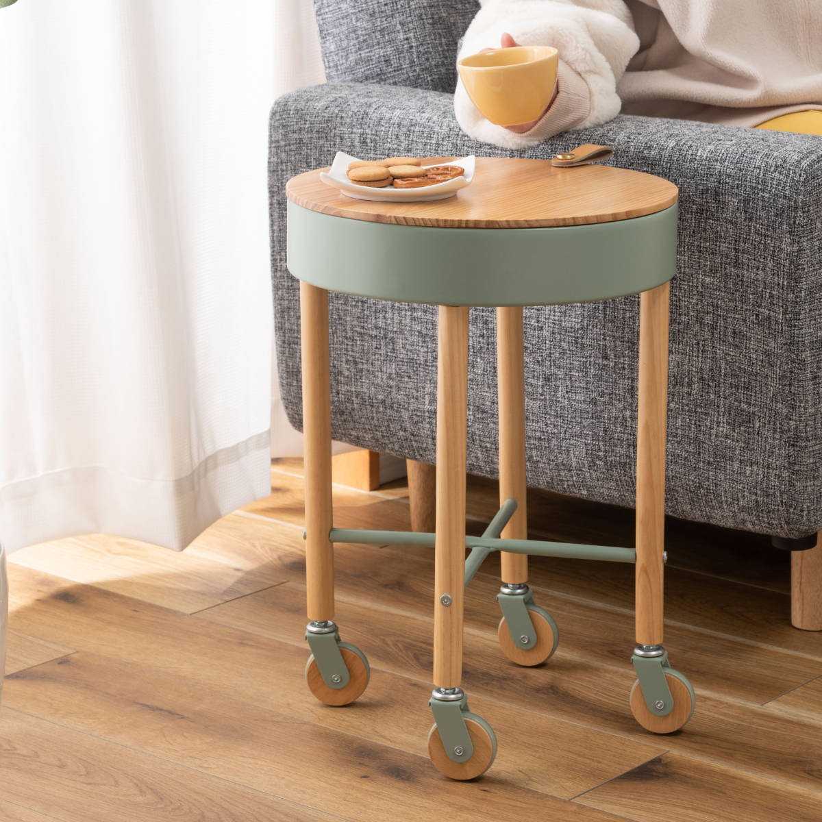 楽天市場】サイドテーブル 高さ51.5cm 木目 キャスター付き （ ナイト