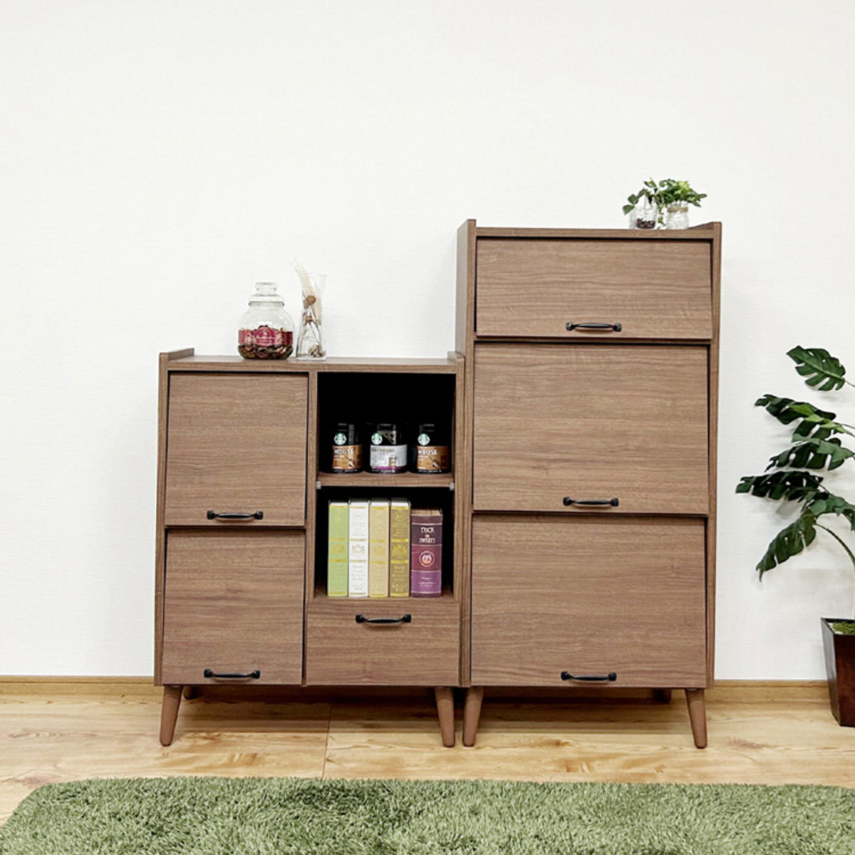 楽天市場】キャビネット 幅72cm フラップ扉 日本製 （ 本棚 ラック 棚