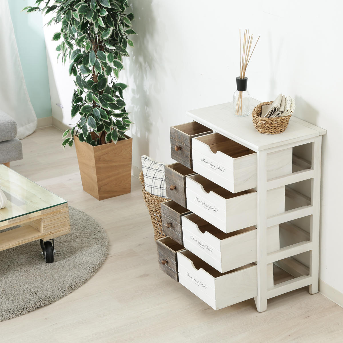 楽天市場】チェスト 幅52cm 2列4段 アンティーク調 （ 収納 棚