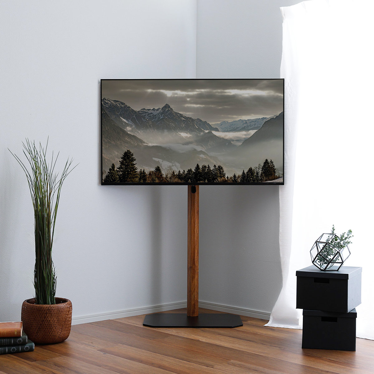 楽天市場】TVスタンド ハイタイプ 八角支柱 32-65型対応 木目調