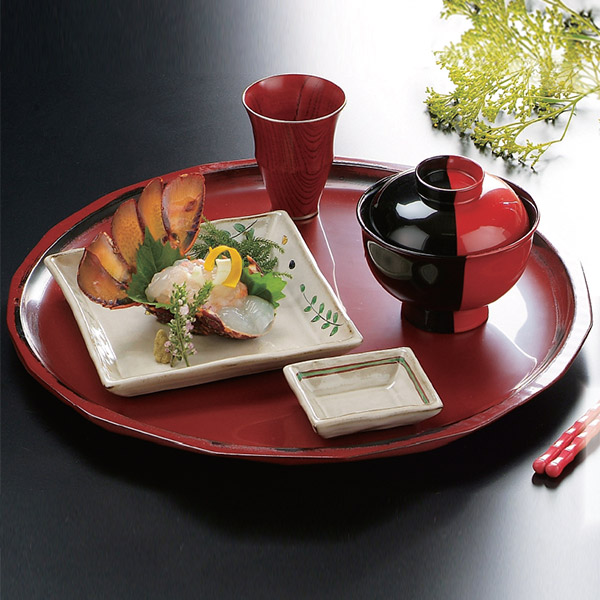 楽天市場】懐石盆 木製 尺2 斜切 吟朱 根来漆塗 盆 敷膳 越前漆器 漆塗