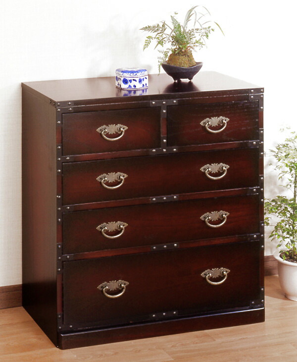 楽天市場】チェスト 4段 民芸調たんす 古美調引手 幅67cm （ 送料無料