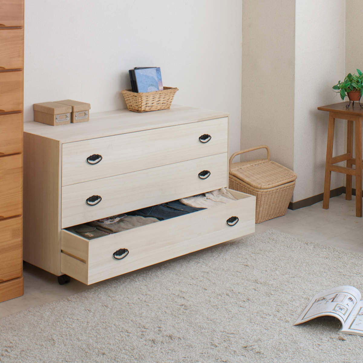 楽天市場】桐タンス 幅99.5cm 3段 総桐 日本製 キャスター付 （ 桐