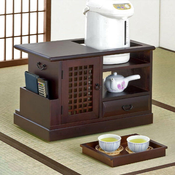 楽天市場】ポットワゴン お座敷ワゴン 桐製 トレー付 隠しキャスター
