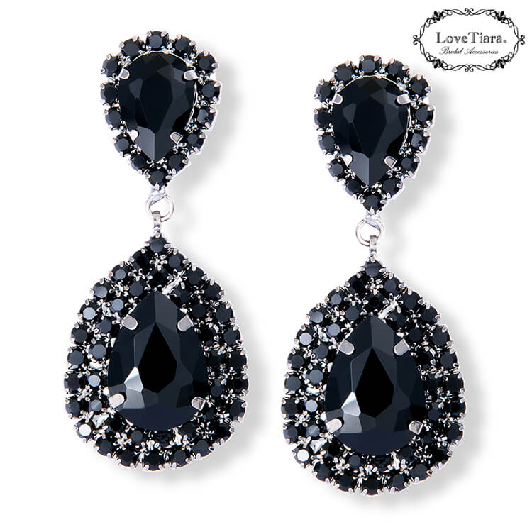 楽天市場】【メール便送料無料】ブラック クリスタル イヤリング