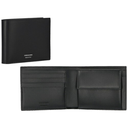 楽天市場】フェラガモ 二つ折り財布 メンズ ブラック FERRAGAMO 661329