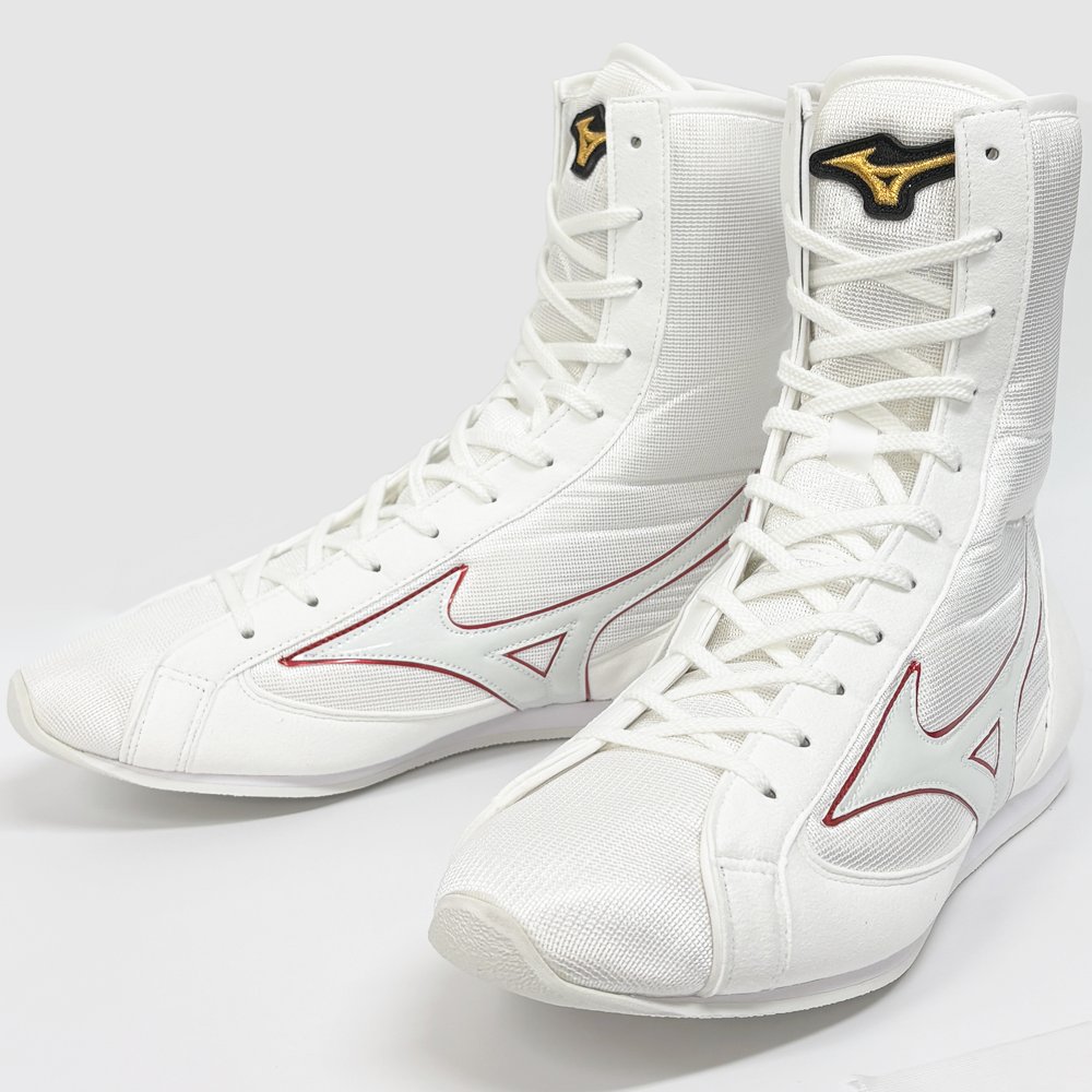 Mizuno ボクシングシューズ ホワイト×ゴールド×黒 スエード Mizuno