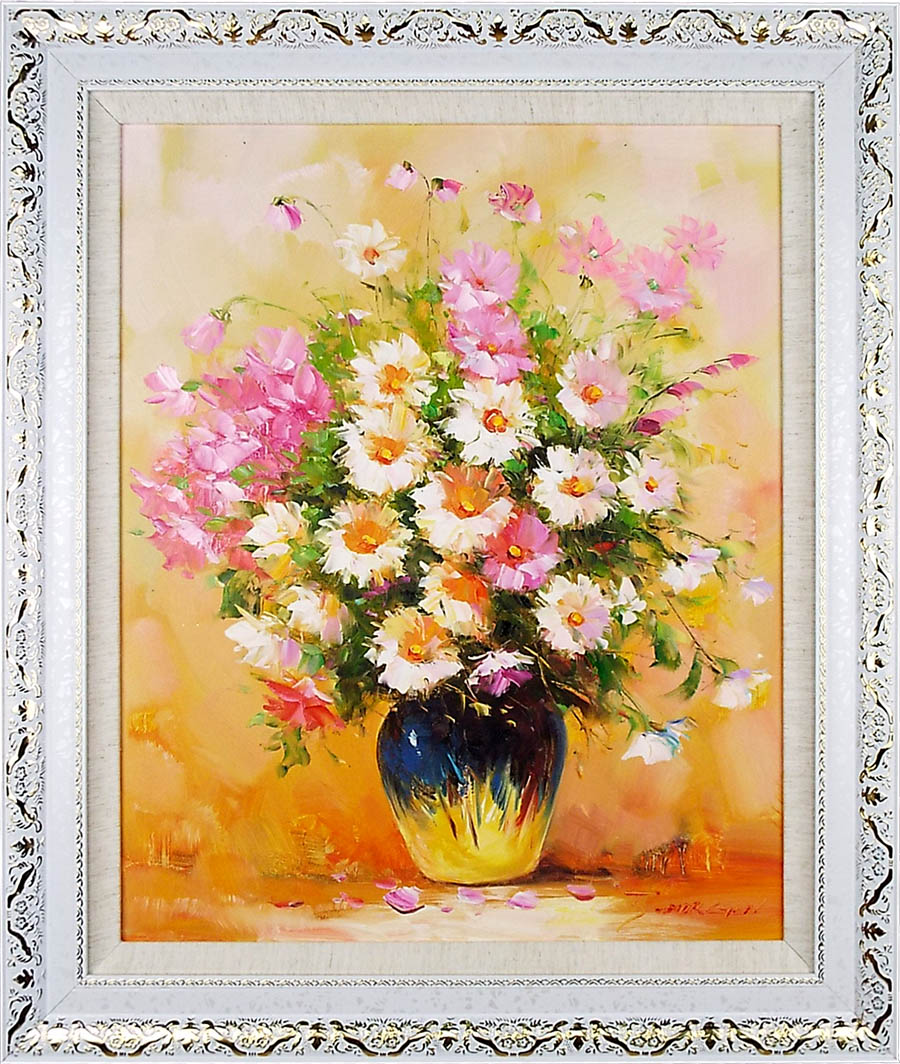 油絵 専用 透明感のある花瓶のお花 抽象画 油絵 専用 透明感のある花瓶