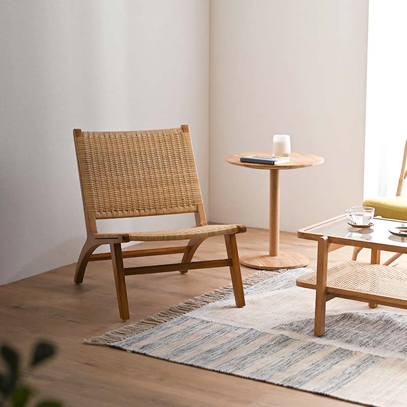 楽天市場】チーク無垢材 ラタン ローチェア ラタンチェア 木製 椅子