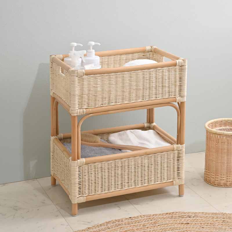 楽天市場】アジアン家具 ラタン 2段ランドリーラック チェスト