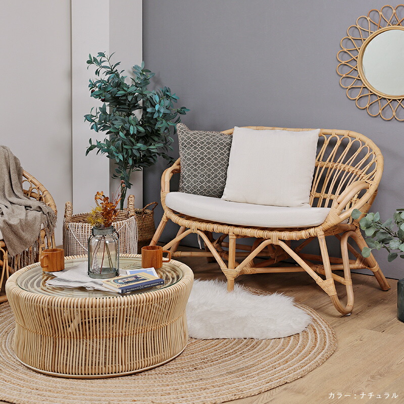 楽天市場】開梱設置無料 アジアン家具 ラタンソファ 2人掛け ラタン