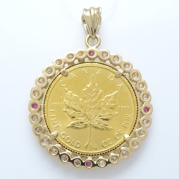 楽天市場】K24 1/4oz カナダ メープルリーフ コイントップ ルビー