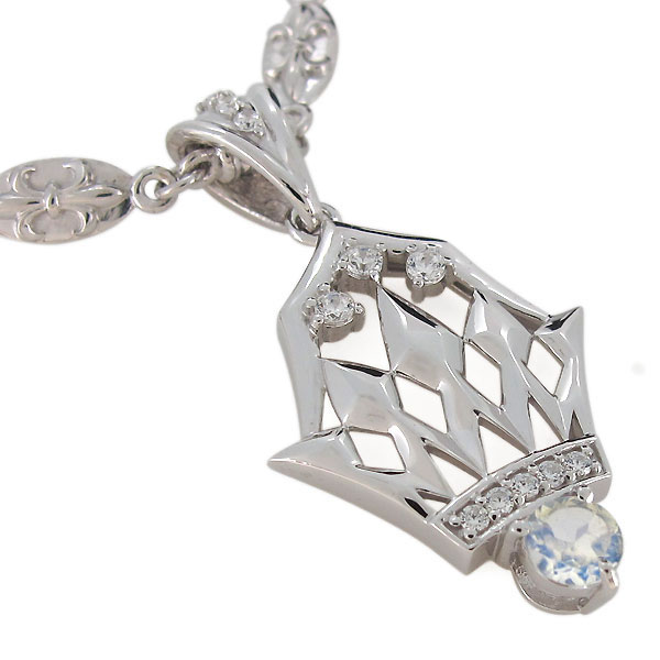 シルバー ネックレス メンズ ロイヤルブルームーンストーン 6月誕生石