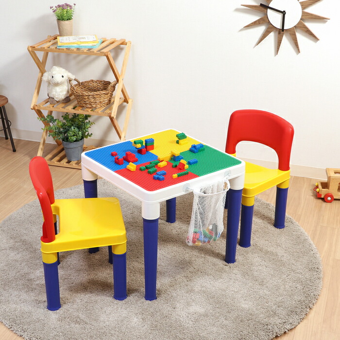楽天市場】テーブル チェア セット ブロック 100個付 おえかき デスク