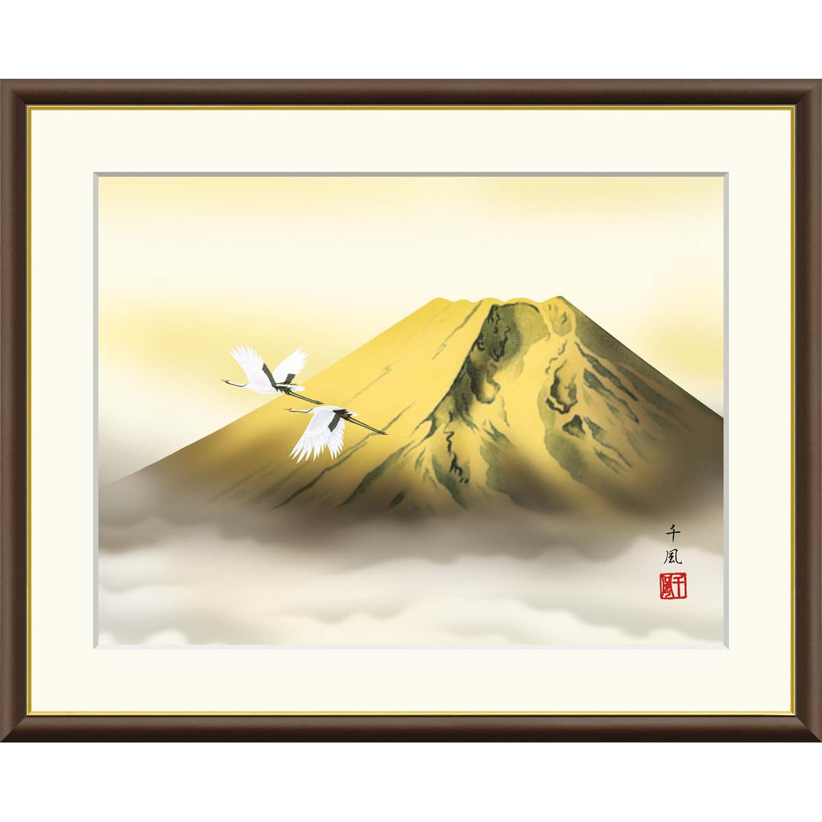 幻想絵画、空飛ぶ画家糸川裕志の富士山曼荼羅図、F6号、油絵、表、裏