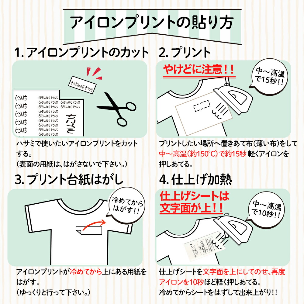楽天市場】名前シール アイロン おなまえアイロンプリント 特大/大/小
