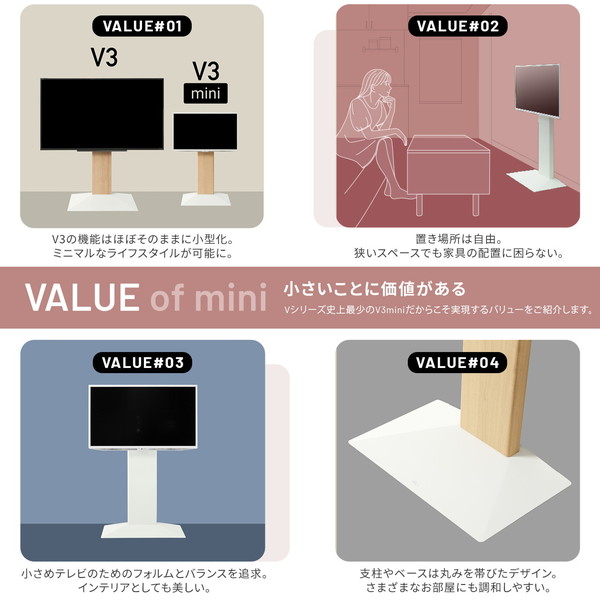 楽天市場】WLTVR5111 EQUALS サテンホワイト WALL V3 mini [テレビ