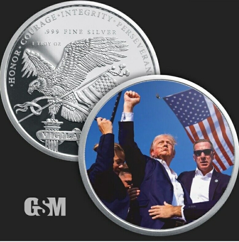 新品 1 トロイ・オズ .999 純銀メダル ドナルド・トランプ ホワイト