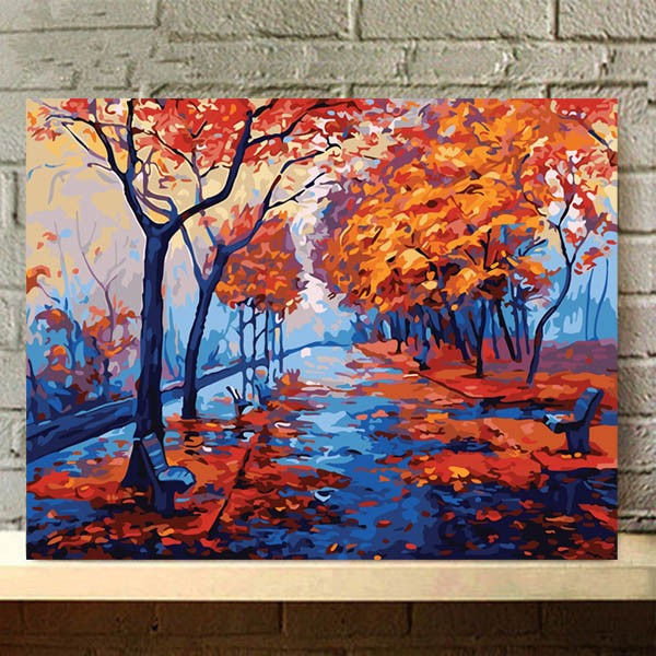 楽天市場】訳あり 数字塗り絵 油絵風 秋の公園 紅葉 大人の塗り絵