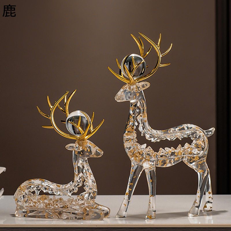 楽天市場】鹿 玄関置物 クリスタル 動物 一対 ペア 風水グッズ招財