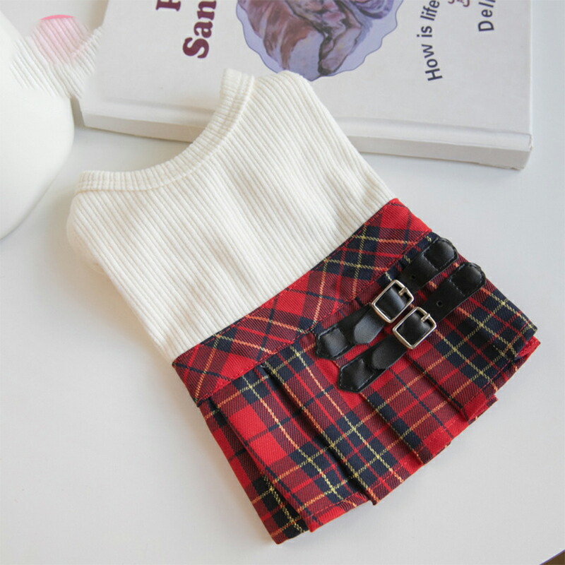犬服 No.177 スコットチェック赤スカートわんぴ ハンドメイド 【公式通販】