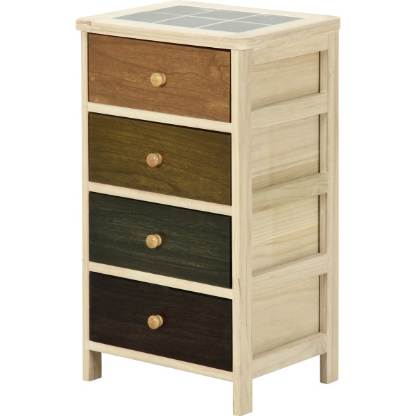 カラフルな木製チェスト 4段引き出し カラフルな木製チェスト 4段