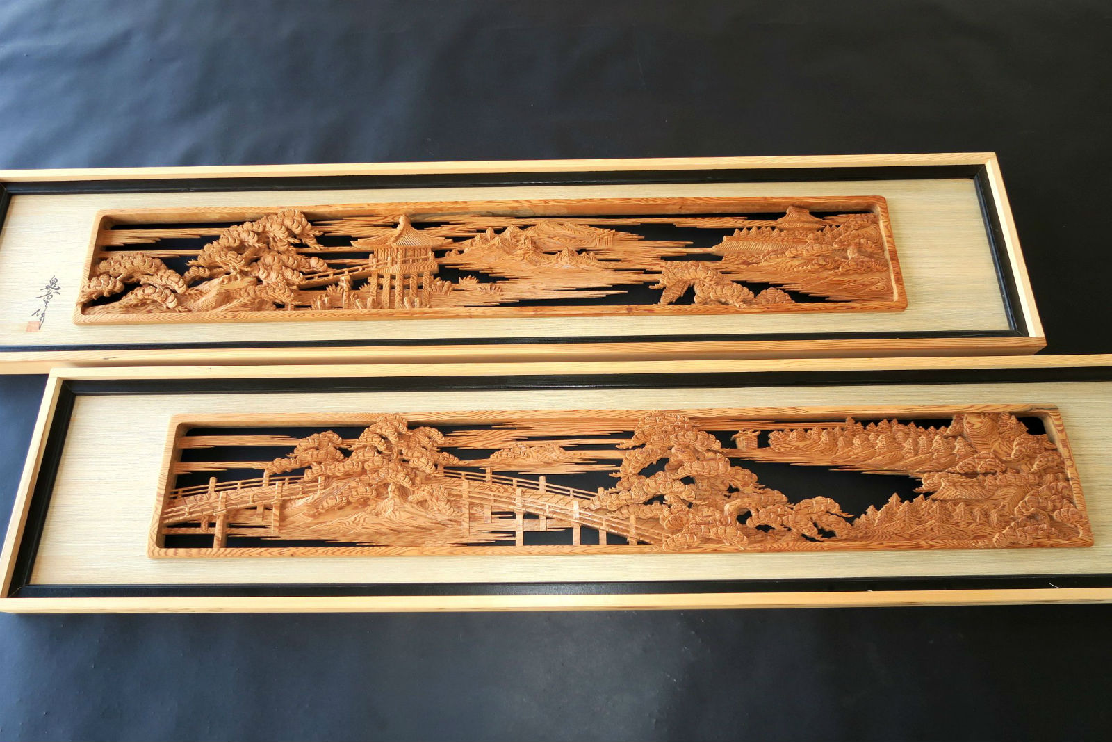 楽天市場】欄間 建具 【1点もの商品】【新品】 高級手彫り欄間2間1組