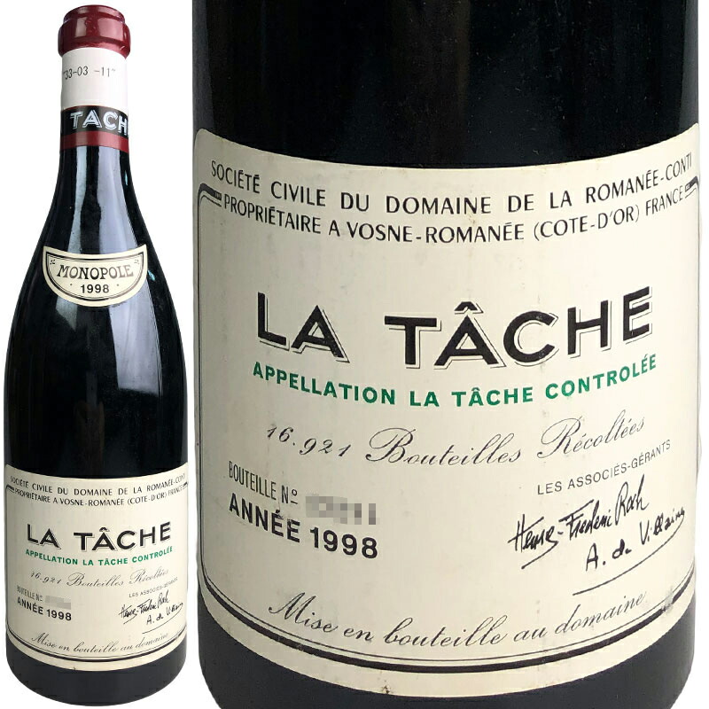 LA 販売 TACHE（ラターシュ）1998 DRC LA TÂCHE 1998 750ml ロマネ