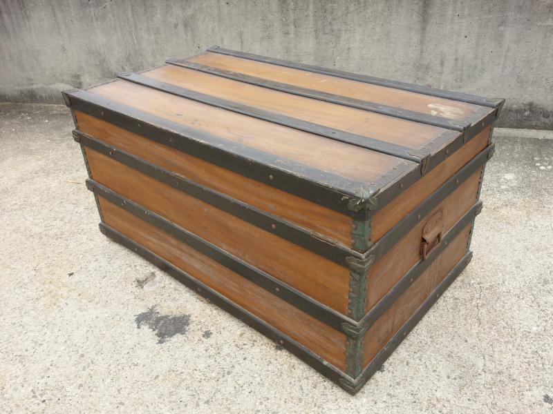 中古】K▽木箱 宝箱 船舶 トランクケース 古道具 収納 (38706)｜中古】K▽