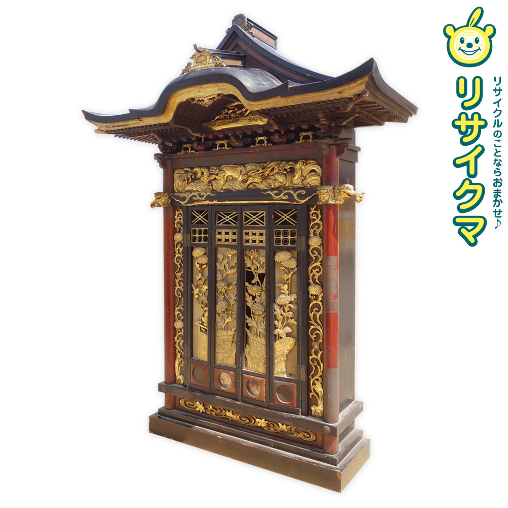 古い 木製 厨子 仏教美術 古美術 古道具 アンティーク オブジェ 釈迦