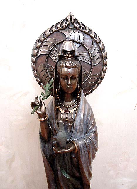 観音菩薩 ブロンズ像 楽天市場】水月観音菩薩像 ブロンズ風彫像 高さ