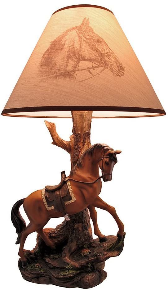 レア-蔵出し昭和レトロ、馬の金属フィギュア付きアンティーク卓上