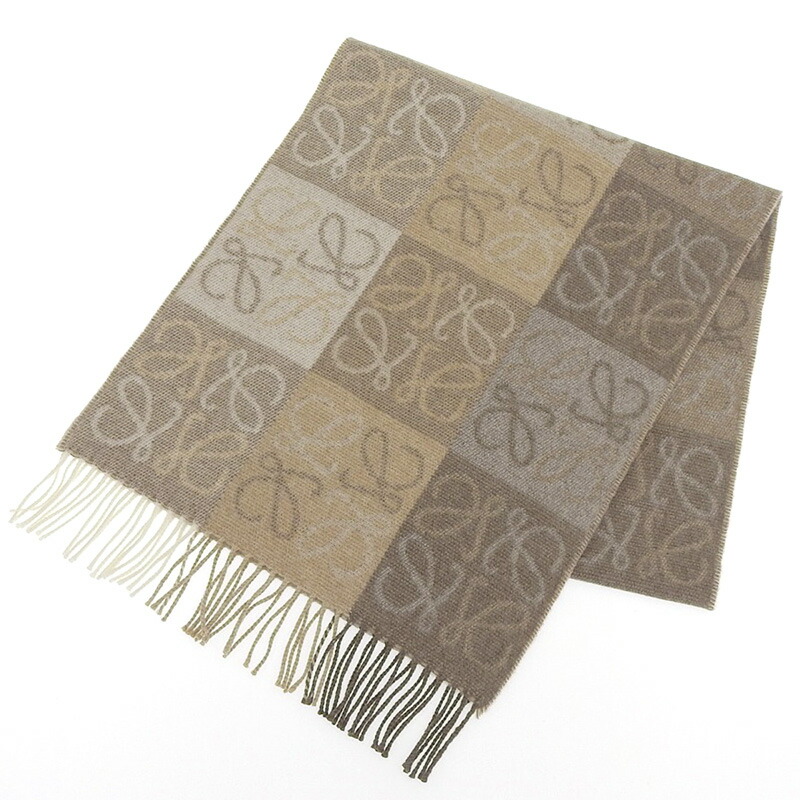 LOEWE ロエベ 180✖️40 ウール×カシミヤマフラー ベージュ系 LOEWE