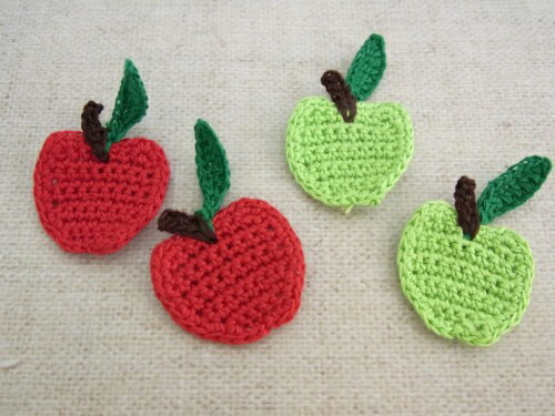 かぎ針編み ブーツ40個 りんごモチーフ16個 りんご梨モチーフ18個