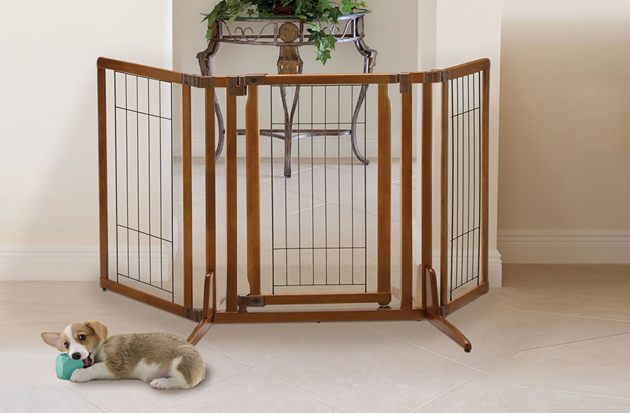 楽天市場】リッチェル 犬 柵 室内 木製おくだけドア付ペットゲート